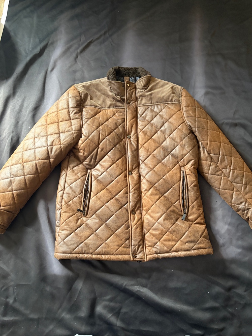 RAINFOREST Quilted Brown Puffer Jacket with Sherpa Collar